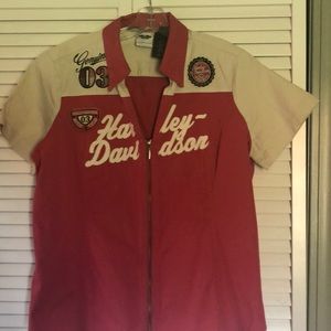 Harley Davidson pink short sleeve shirt